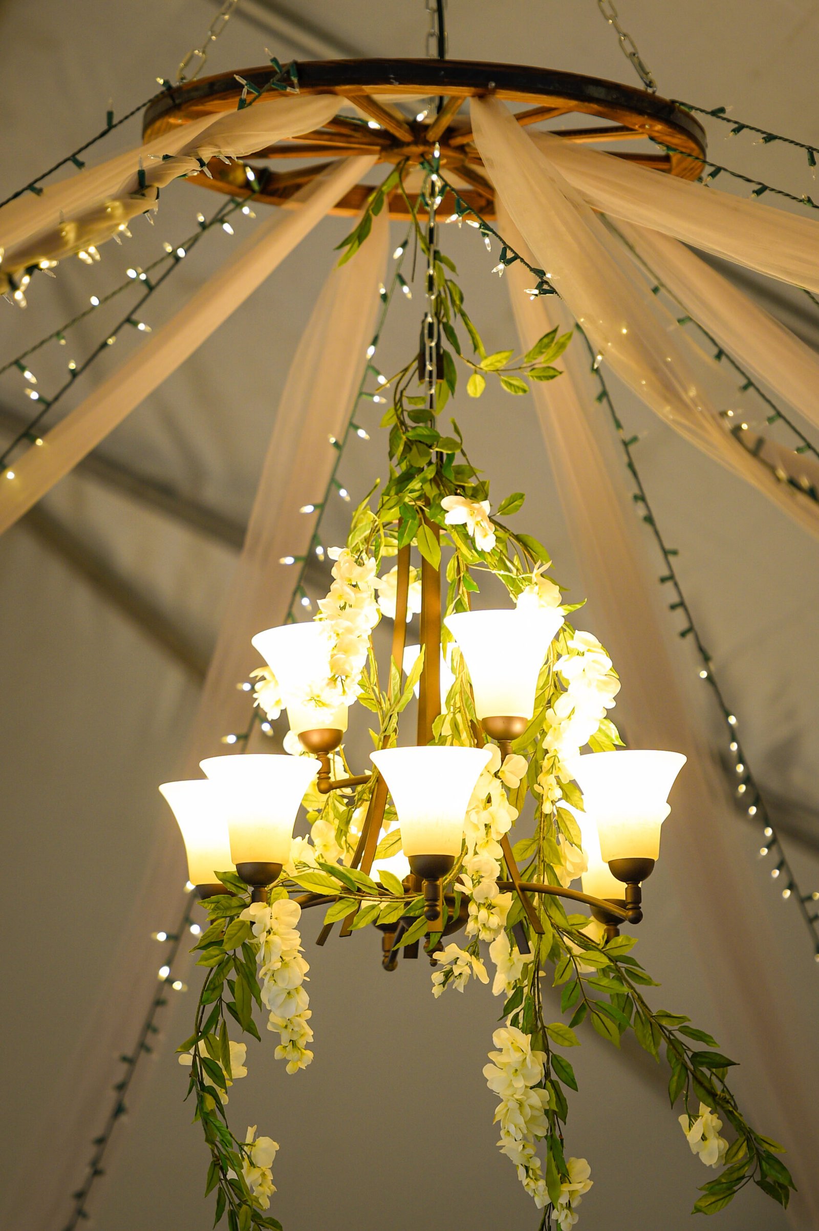 Hanging Chandelier with greenery